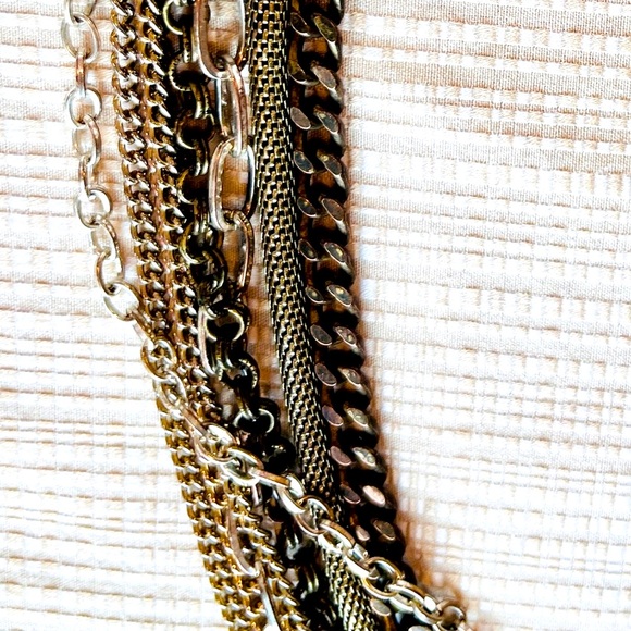 Mixed Metal Chain Layered Necklace & Cuff Set Apocalyptic Dystopian Grunge - Picture 6 of 16